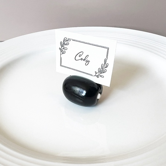 Olive Place Card Holders – Set of 4 | Martini Party Table Decor Hand Sculpted - Picture 4 of 10